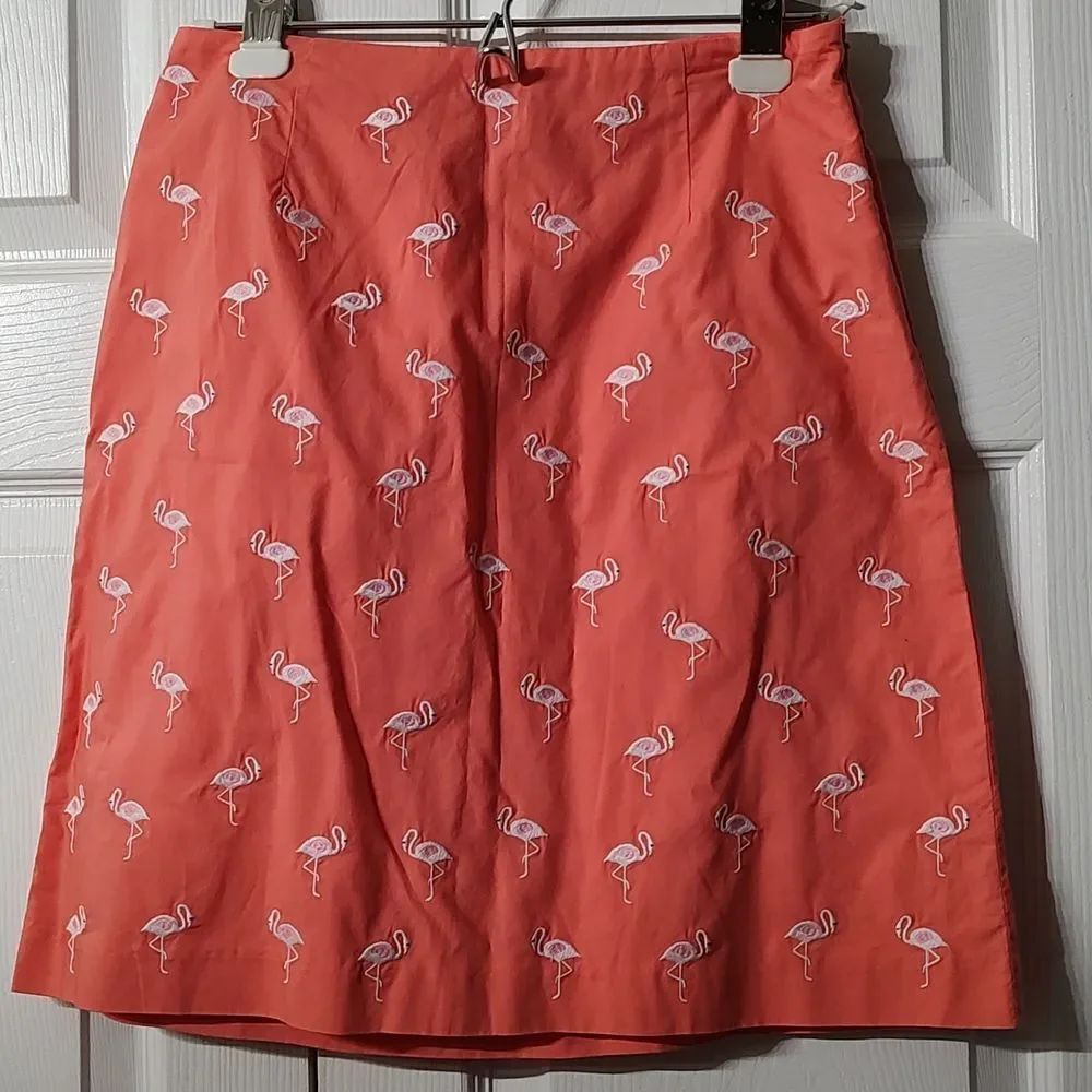 Talbots Petites light melon flamingo embroidered skirt Sz 6P